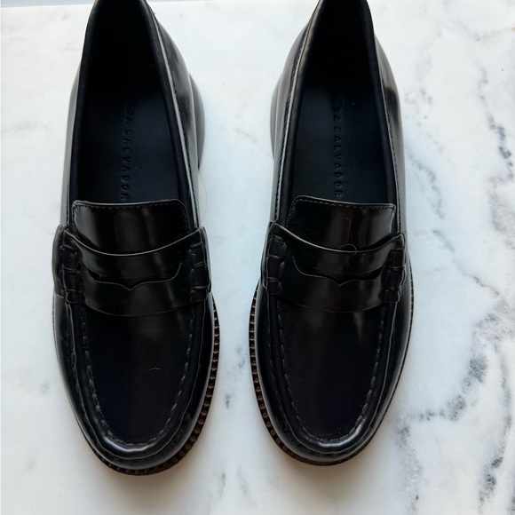 Freda Salvador Navy Patent Leather Elba Loafers - Picture 2 of 8